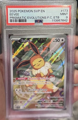 NM MT+ PSA 9  - Eevee #173 Prismatic Evolutions POKEMON CENTER ETB Promo RARE