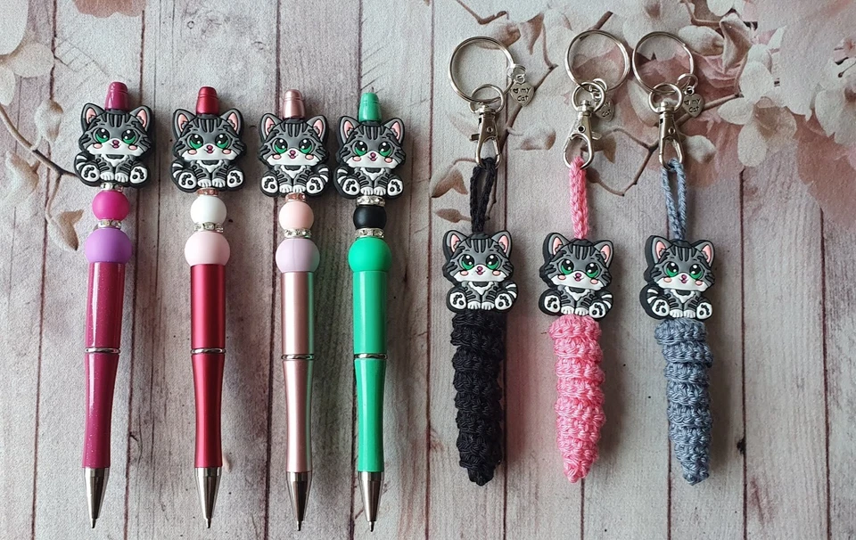 Katzen Glückswürmchen Glücksbringer oder Drehkugelschreiber zum Schulanfang