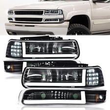 Pair Chrome Headlights Bumper Lamps For 1999 2000-2002 Chevy Silverado 1500 2500 Pair Chrome Headlights Bumper Lamps For 1999 2000-2002 Chevy Silverado 1500 2500