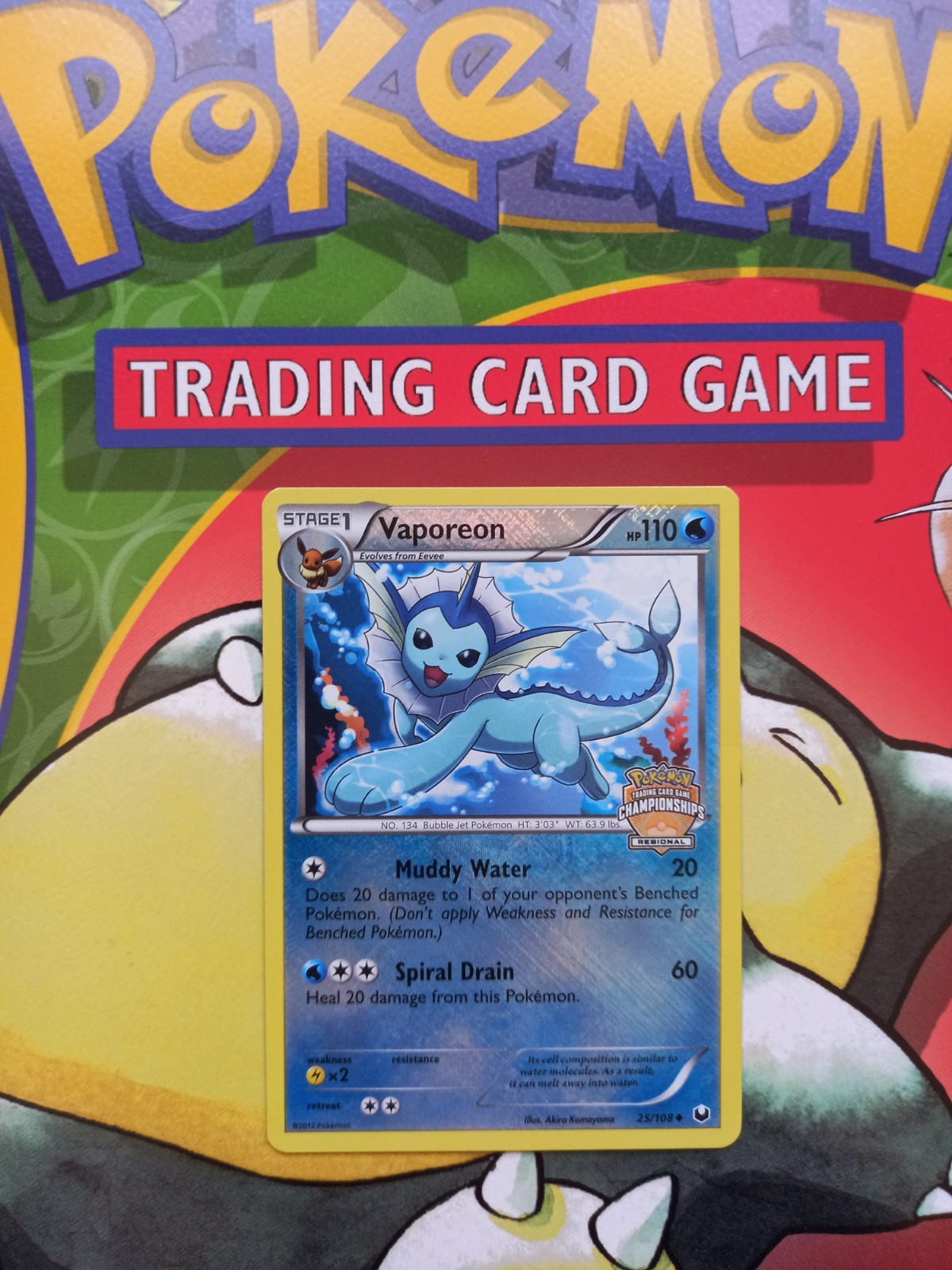 Vaporeon 25/108 Regional Championships Stamped Promo Dark Explorers Pokemon Card