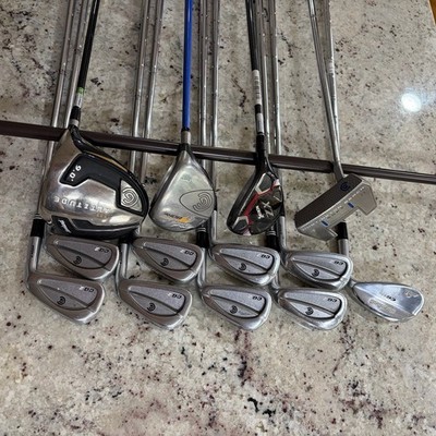 Cleveland Complete Golf Set Driver Wood Srixon Hybrid Irons Wedge Putter Stiff