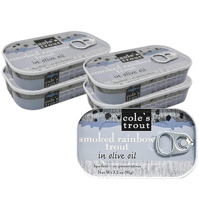 COLE S - Smoked Trout Fillet with Extra Virgin Olive Oil | 3.2oz Hand-Packed 5pk