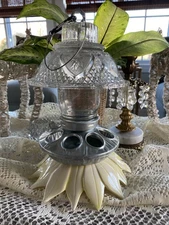 Vintage Glass Handmade Hummingbird Bird Feeder Decorative One Of A Kind 12”