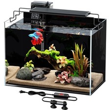 5 Gallon Fish Tank Aquarium Kit with Heater, HOB Filter, LED Light