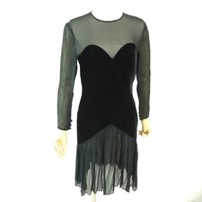 Vintage Christian Dior Pret A Porter Little Black Dress Sheer Chiffon Size 7