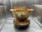 Vintage WELLER Pottery Yellow White DOGWOOD Triangle Shape 7" Footed Bowl