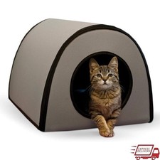 Heated Outdoor Cat House Insulated Shelter Smart Thermostat Waterproof Cat Bed