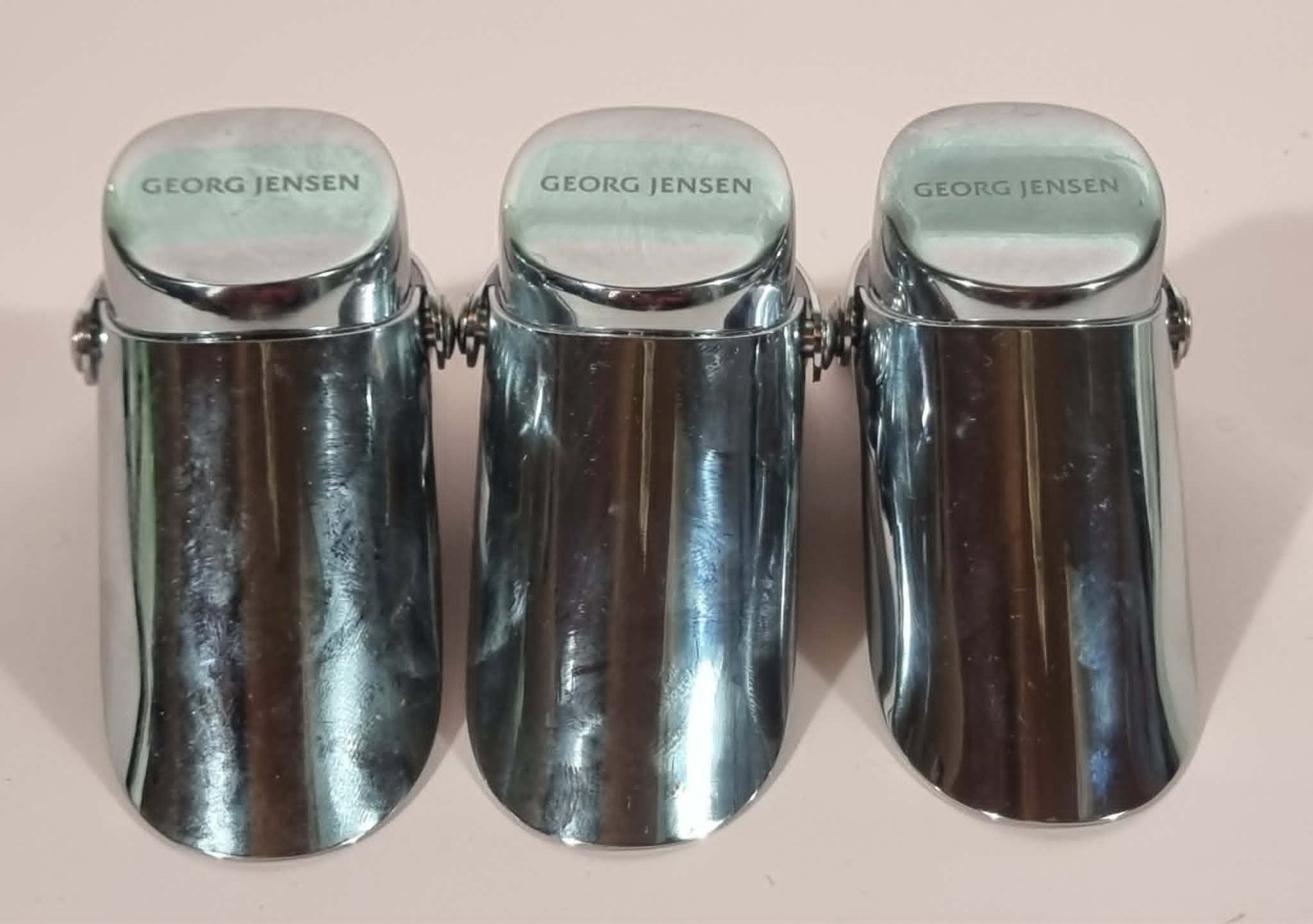 Set Of 3 Georg Jensen Champagne Bottle Stoppers Barware Wine Accessories