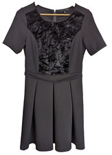 Elie Tahari for DesigNation Mixed-Media Fit & Flare Dress, Size 8 Black Faux Fur