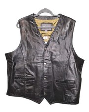 Vintage Wilson's Leather Harley Davidson Motorcycle Vest XL Black
