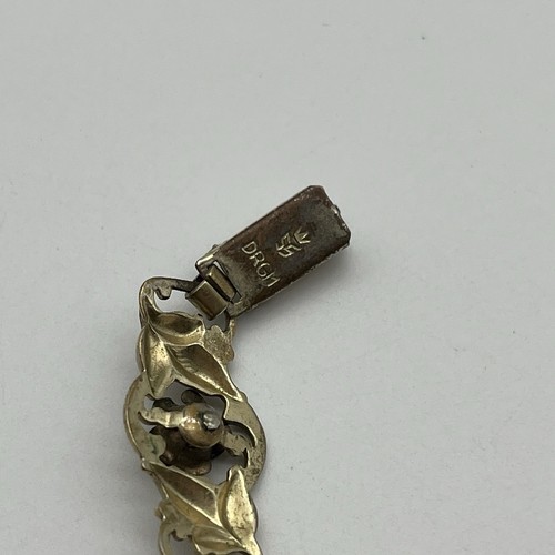 Pulsera DRGM Art Deco Art Nouveau pétalos de rosa romántica años 40 vintage rara - Imagen 12 de 13