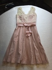 Anthropologie BHLDN Dress Women Sz. 0 Pink Retro Lace Tulle Coquette Formal