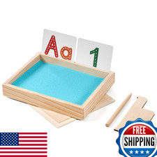 Montessori Sand Tray Kids Writing Practice W/ Lid - Beech Wood