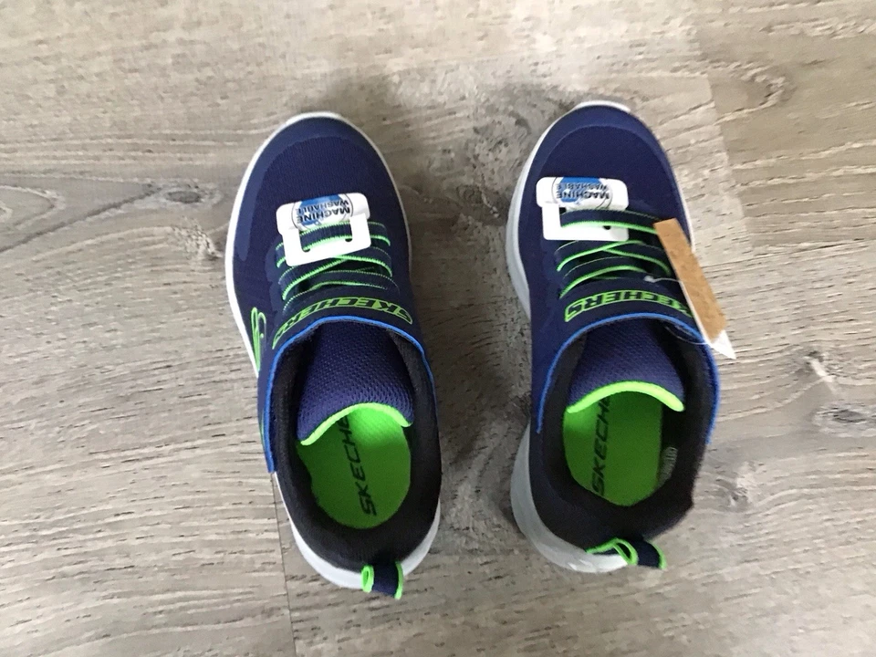 斯凯奇 Little Boy Microspec II 蓝色/绿色运动鞋 尺码 11 全新 403924L — 第 4/4 张图片