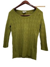 Ann Taylor Loft Green Cable Soft Sweater M