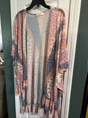 Jade By Jane kimono With Ruffled Tail One Size Fits All , Polyester/ Spandex