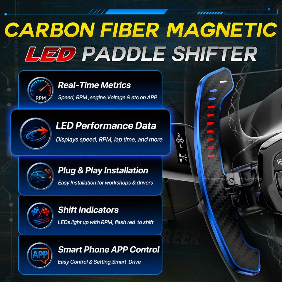 Carbon Fiber Steering Wheel Magnetic LED Paddle Shifters for BMW M1 M2 M3 i8 F30 - Bild 2 von 4