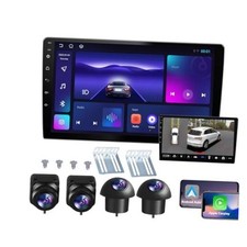 10 Inch Android Car Stereo Double Din with Wireless CarPlay, 360 Panoramic