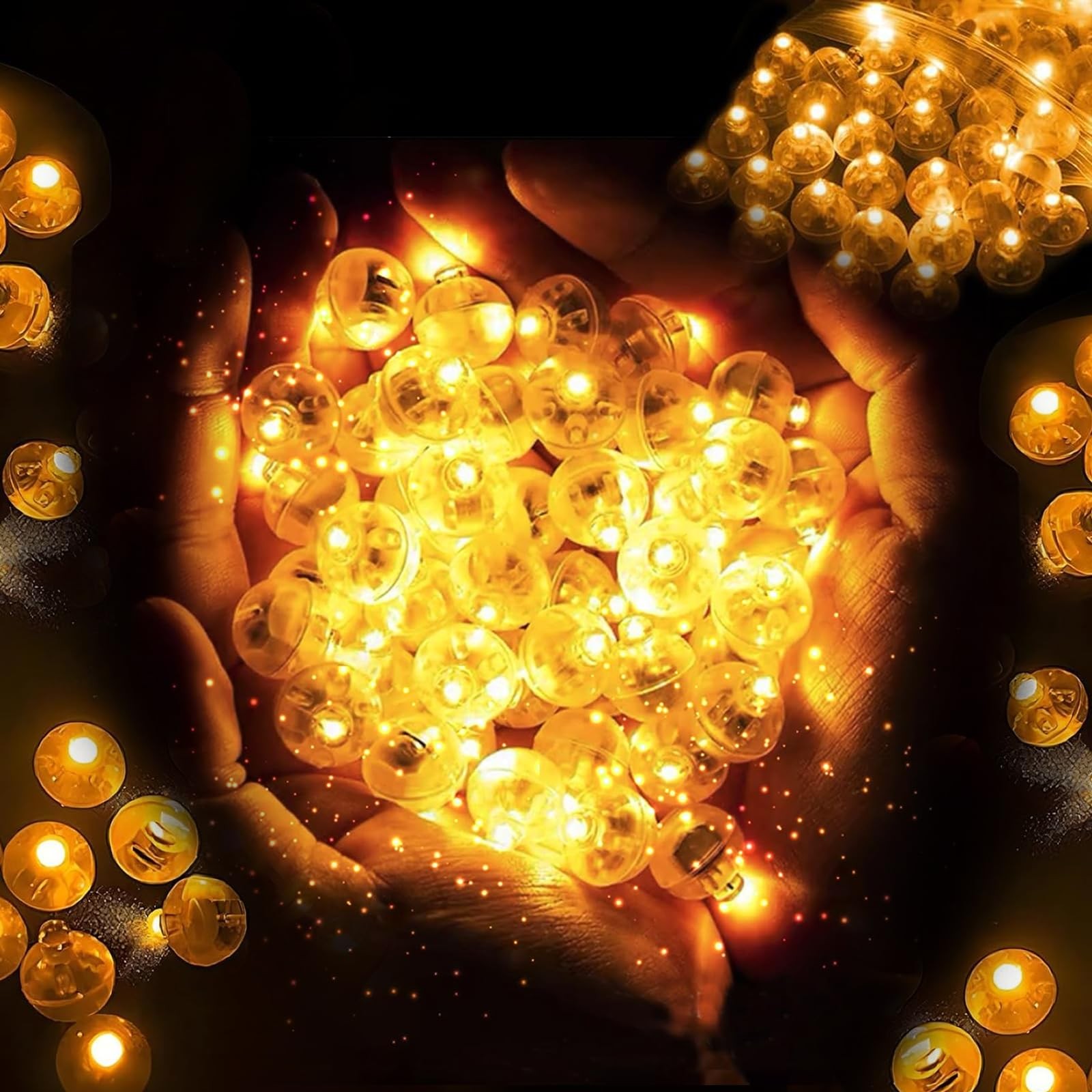 100 Pcs Mini LED Lanterne en Papier - Lampe de Ballon Étanche à Piles pour Déco Extérieure