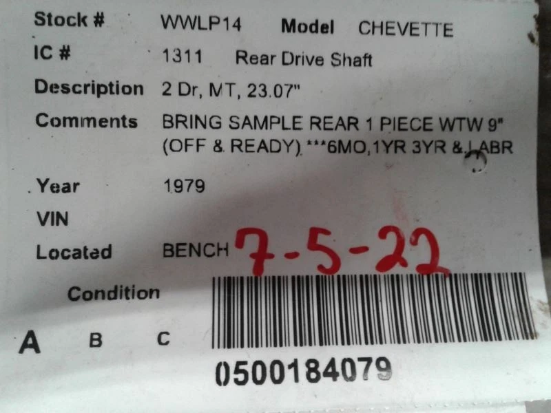 Eje de transmisión trasero transmisión automática de 2 puertas TH180 compatible con 76-87 ACADIAN 1584187 Foto 4 de 4