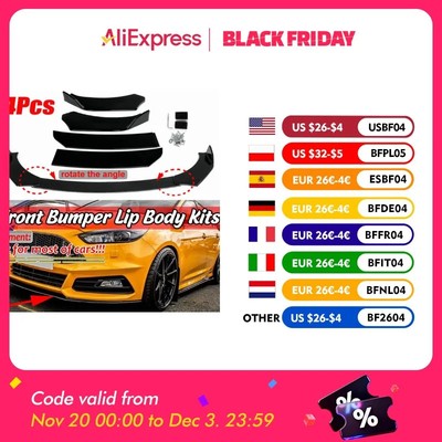 Universal 4 ABS Carbonfaser Bumper Front Stück Chin Body LIP KIT Sicher