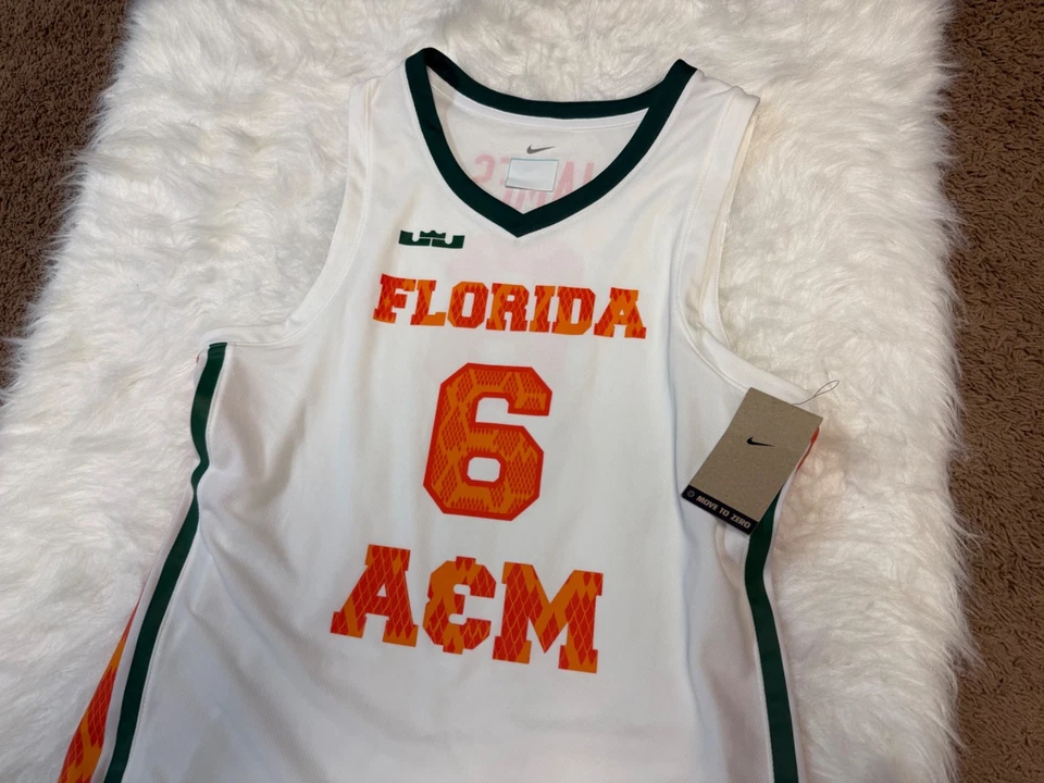 Camiseta deportiva de baloncesto para hombre Nike Florida A&M Rattlers blanca Lebron James Foto 2 de 4