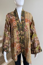 100 Silk Reversible Kantha Jacket, One Size