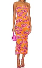 Sau Lee Farrah Floral Bodycon Ruched Strapless Dress Size 6 NWOT