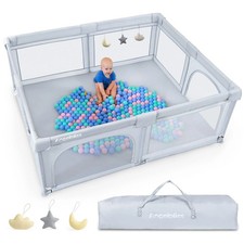 GRAY - ANGELBLISS BABY PLAYPEN LARGE BABY PLAYARD INDOOR  OUTDOOR KIDS 79X63IN