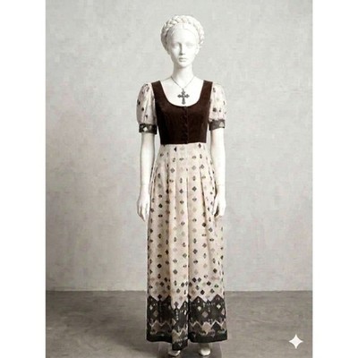 VTG 70s Miss Marlene Dress England Renaissanc Gothic Regency Cottagecore Maxi XS