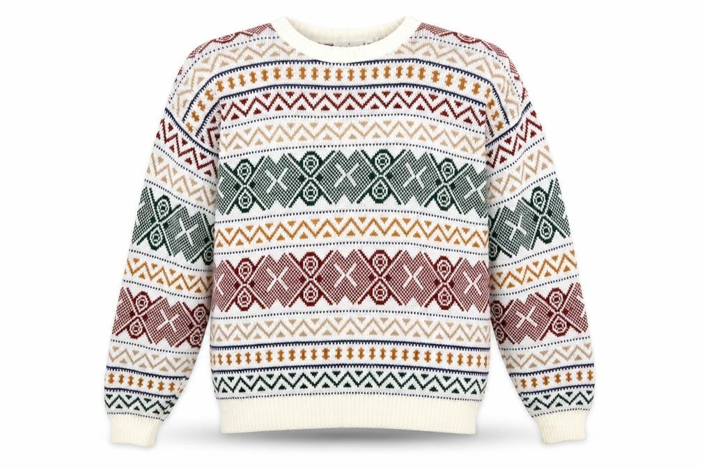 Le Tigre Mens Pullover Jumper Size L Multicoloured Crew Neck Geometric Casual