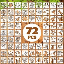 72 Pcs Botanical Stencils Set, Reusable Butterfly  Flower Painting Templates...