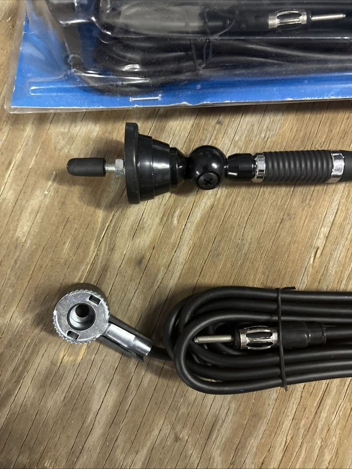 (2) Universal AM/FM Car Antennas–Rubber & Steel Mast Combo w/ Coaxial Cable– NEW - Image 2 of 3