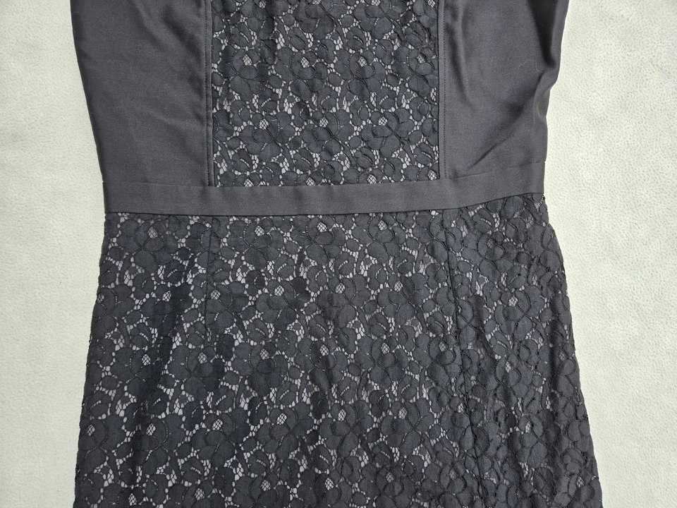 Vestido Tory Burch para mujer 10 negro funda de encaje manga corta mezcla de lana cóctel Foto 3 de 4