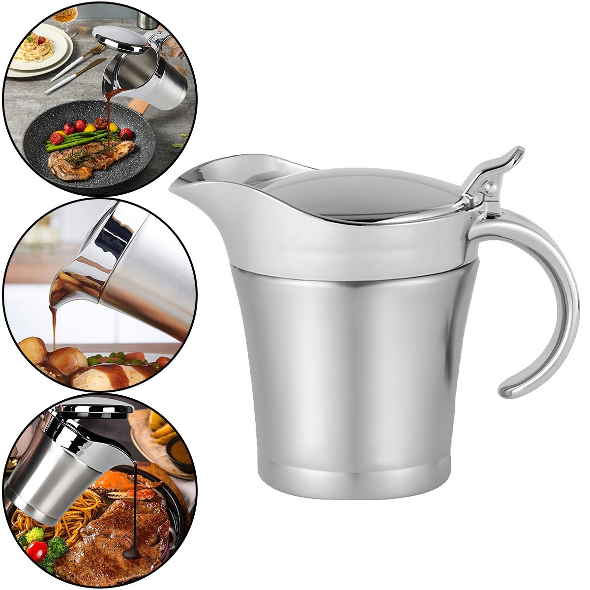 Edelstahl Thermo Sauciere Soßenkanne Soßenschale Sauce Kanne doppelwandig