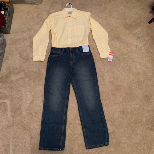 Cat & Jack Boy Outfit Set Jeans and Long Sleeve Polo Shirts MWT sSize 10/12 - Picture 2 of 3