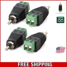 360-Degree Grip RCA Male Plug to AV Screw Terminal Adapter - 4-Pack Convenience