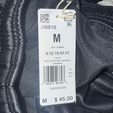 Adidas Mens Black 3-Stripes Tricot Regular Tapered Track Pants Size M JI8810