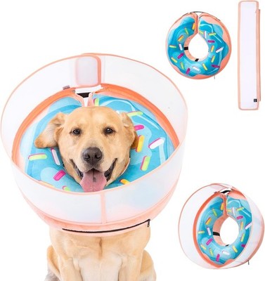 Inflatable Dog Cone Collar with Enhanced Anti-Licking, Soft Neck Donut  