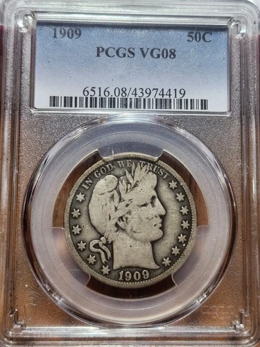 1909 P Barber Half Dollar PCGS VG08