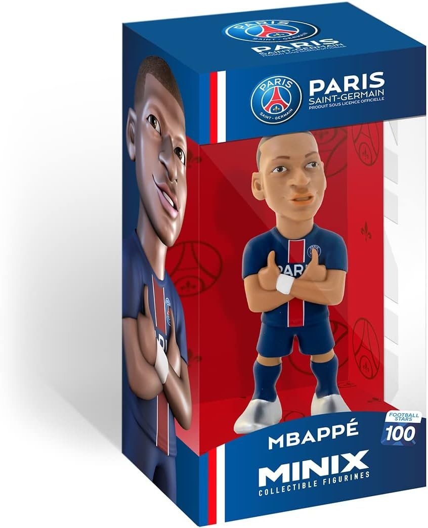 Figurine PSG Kylian Mbappé N°100 multicolore haute précision en vinyle durable