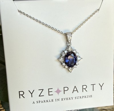 Ryze Party Necklace .925 Sterling Silver Royal Tease Crystal White Frost CZ