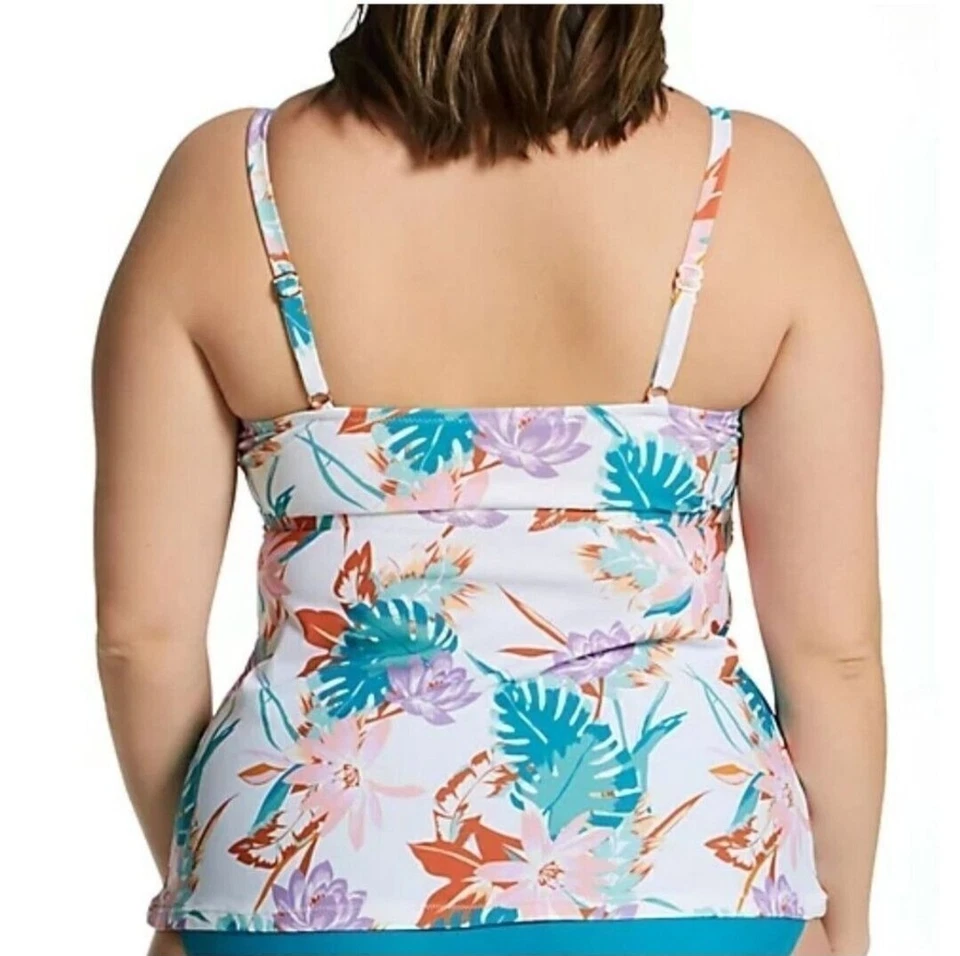 Tankini Raisins Curve Aries Twist Front Blanco Floral Mujer Talla Grande 24W Foto 3 de 4