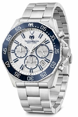 NEW TechnoMarine Mare Vivo Men's 44mm Japan Chronograph Silver
