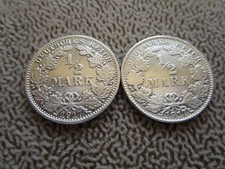 Aus meine Sammlung 2 x 1/2 Mark Silberm&uuml;nzen, 1917, A, G