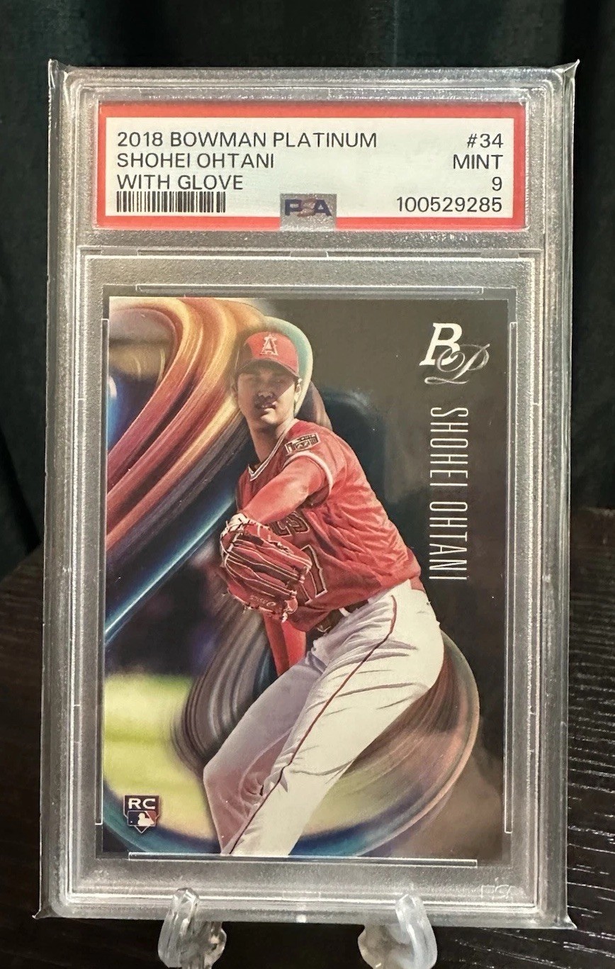 2018 Bowman Platinum Base Shohei Ohtani #34 with Glove RC Rookie PSA 9 Mint MVP