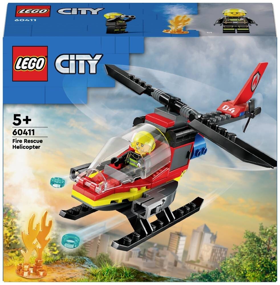 LEGO CITY 60411 ELICOTTERO DEI POMPIERI, VEICOLO GIOCATTOLO CON 2 ELEMENTI LANCIA-ACQUA E MINIFIGURE, GIOCHI PER BAMBINI 5+ - Immagine 5