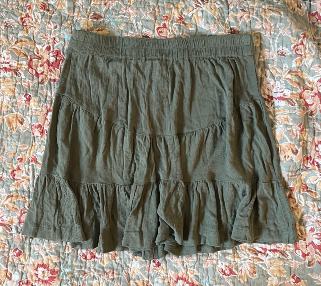 Final Touch Olive Green Button-Front Mini Rayon S… - image 4