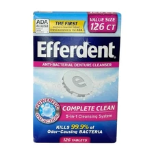 Efferdent Denture Cleanser Tablets 126 Ct Anti-Bacterial Sealed Box