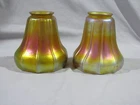 Pair of SIGNED STEUBEN GOLD AURENE SHADES - 5 1/4" - FITTER CHIP